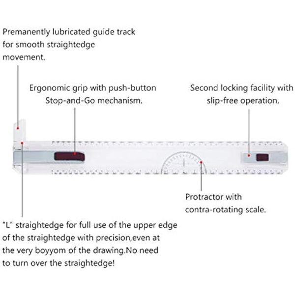 Preciva A3 Drawing Board, A3Drawing Table, Multi-function Technical Drafting Tables Metric System 51 * 36.5cm with Parallel Motion Accessories, Adjustable Angle