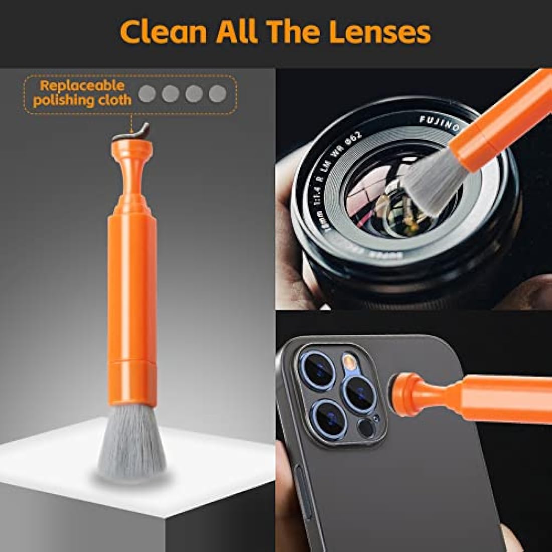 Alyvisun 11 in 1 Laptop Cleaning Kit, Multifunctional Keyboard Cleaner Brush with Keycap Puller for Tablet, Phones, PC, Orange