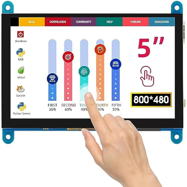 ELECROW For Raspberry Pi Screen, Touch Screen Monitor 5 Inch 800x480 Small Monitor Compatible with Raspberry Pi 5 4 3B+ 3B 2B BB Black Banana Pi Windows 10 8 7