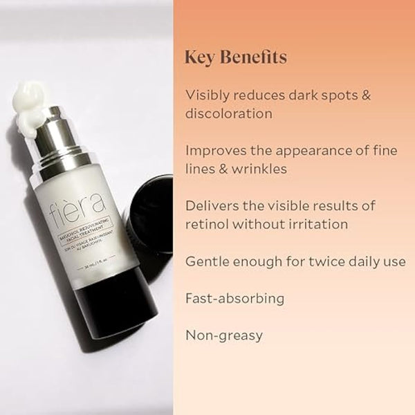 Fièra Bakuchiol Rejuvenating Facial Treatment - Retinol-Alternative for Mature Skin - Corrects and Delays Visible Signs of Aging - With Potent Antioxidants - 1 FL. OZ.