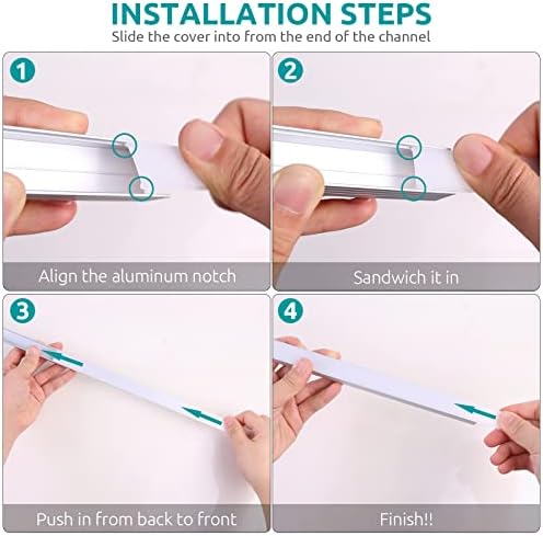 12 Pack Led Aluminum Profile for Philips Hue Led Strip Lights etc,1m/3.3ft U-Shape Led Aluminum Channel, Led Diffuser with Milky White Cover Indoor, End Caps and Metal Mounting Clips (12Meter)