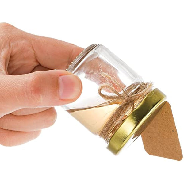 Kingrol 60 Pack Mini Glass Jars with Gold Screw Lids - 45ML Round Jars for Spices, Herbs, Jams, Crafts, Wedding Party Favors, Decor