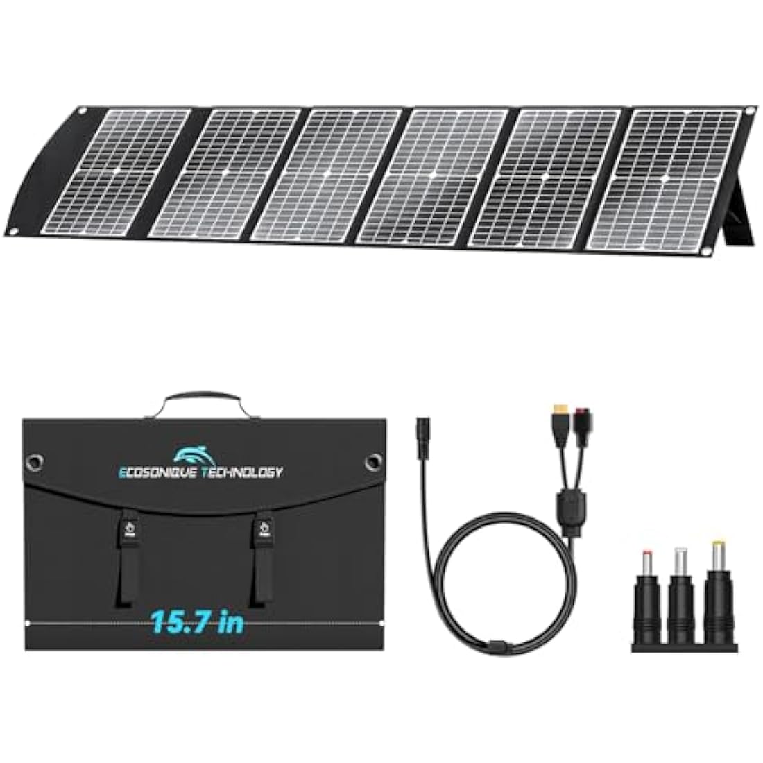 Ecosonique 100W Portable Foldable Solar Panels Charger Fast Charging with USB-C PD3.0 USB-A QC3.0 DC 20V Lightweight with Kickstand for Camping Power Station Solar Generators Cell Phones Power Banks
