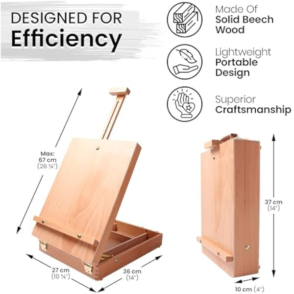 Wooden Table Box Easel - Artist Easel and Wood Table Sketching Box, Portable Desktop Storage Table for Adults and Easels to Enjoy Hours of Drawing and Painting