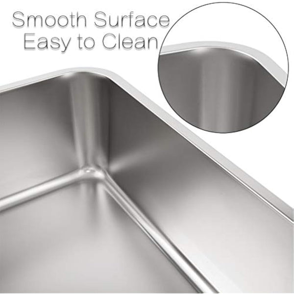 Yangbaga Cat Litter Tray 24"*16"*8" Stainless Steel, Odourless and Spacious Design for Easy Cleaning, Ideal for Large Cats, Multiple Pet Households, Rustproof with Non-Slip Base