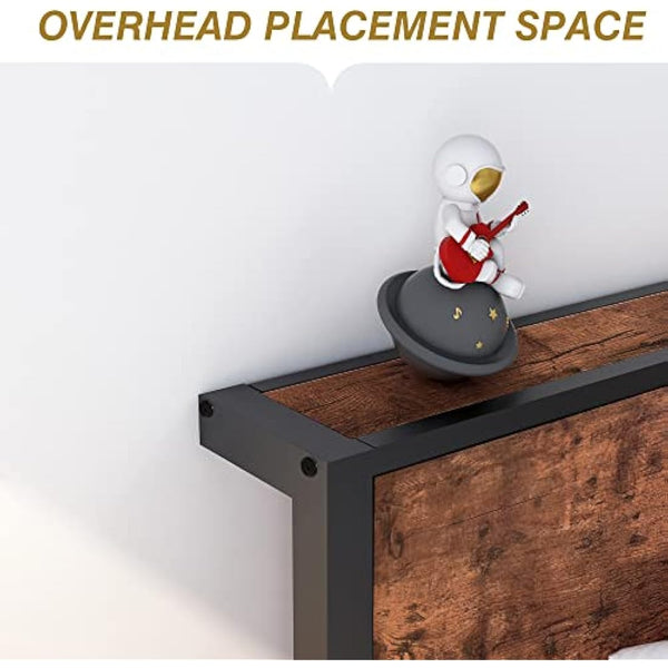 DUMEE Single Bed Frames with Wooden Storage Headboard Shelf, Heavy Duty Metal Bed Frame Single, No Box Spring Needed, Noise Free, Reinforced Strong Support Leg, Textured Black&Brown Oak