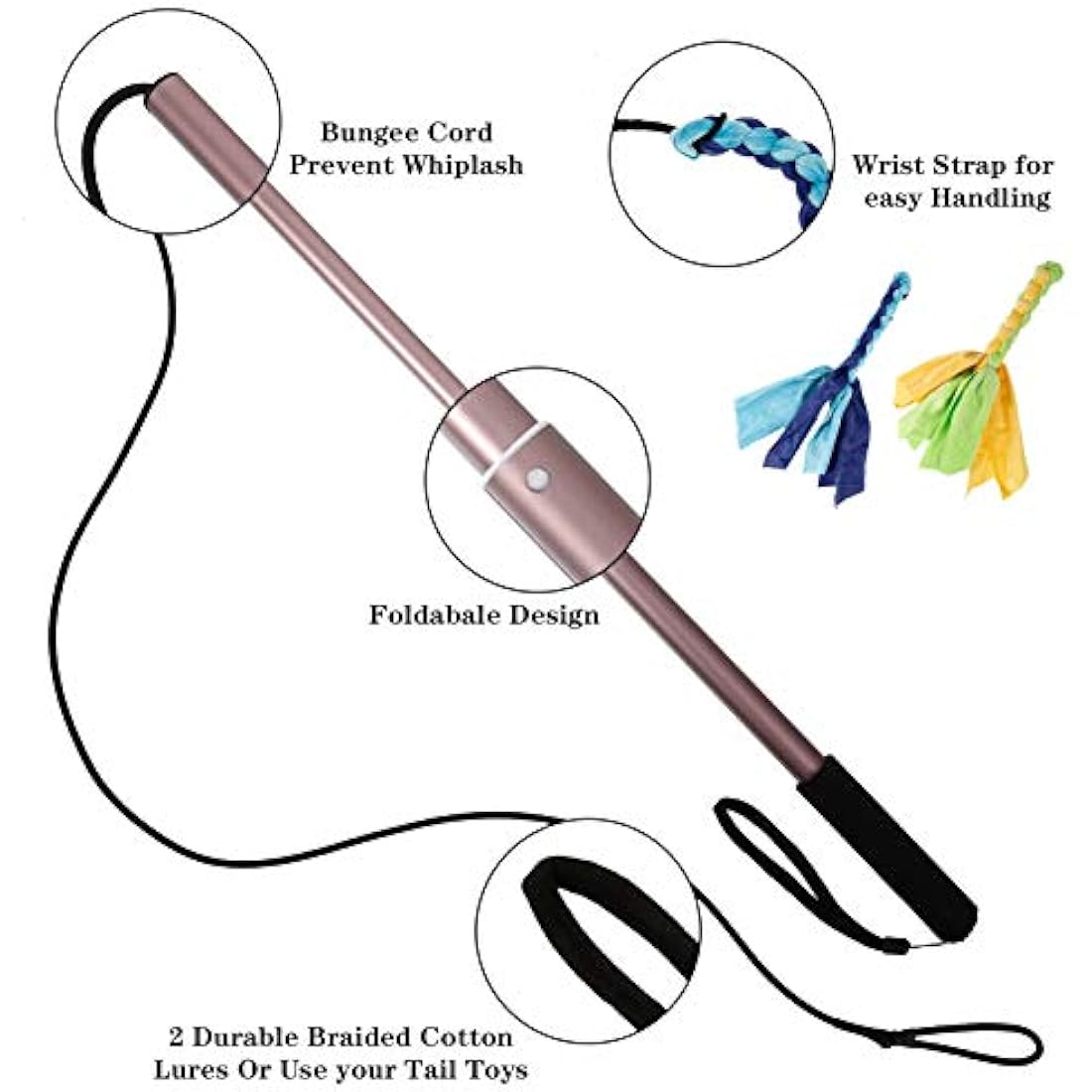 Auidy_6TXD Flirt Pole Dogs,Interactive Dog Toys Retractable Dog Toy Stick with 2 Tease Chew Toys Rope for Chewing,Training Exercise