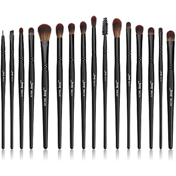 Jessup Make Up Brushes Set Professional 16Pcs Black Precision Collection,Synthetic Hair,Highlight Concealer Eyeshadow Eye liner Blending Spoolie T272