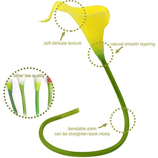 FiveSeasonStuff 10 Stems Real Touch Calla Lilies Artificial Flower Bouquet, Perfect Wedding, Bridal, Party, Home Office Décor DIY (Yellow & White Pistil)