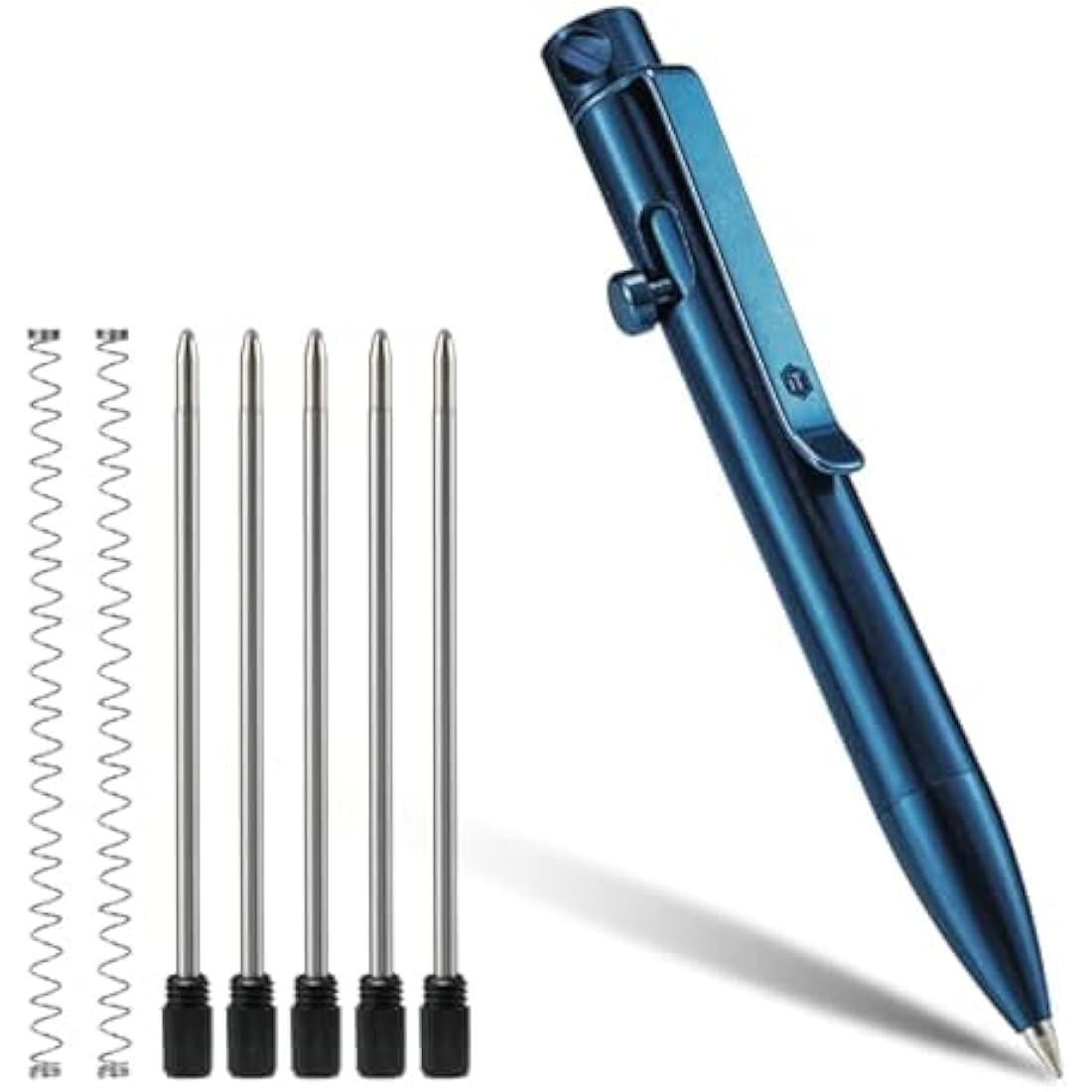 KeyUnity KP04 Titanium Alloy Ballpoint Pen with Clip, Retractable EDC Pocket Pen for Daily Use (Blue)