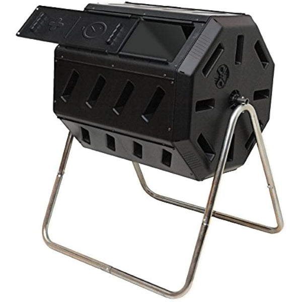 FCMP Outdoor IM4000 Double Chamber Tumbling Composter (Black), 37 gallon