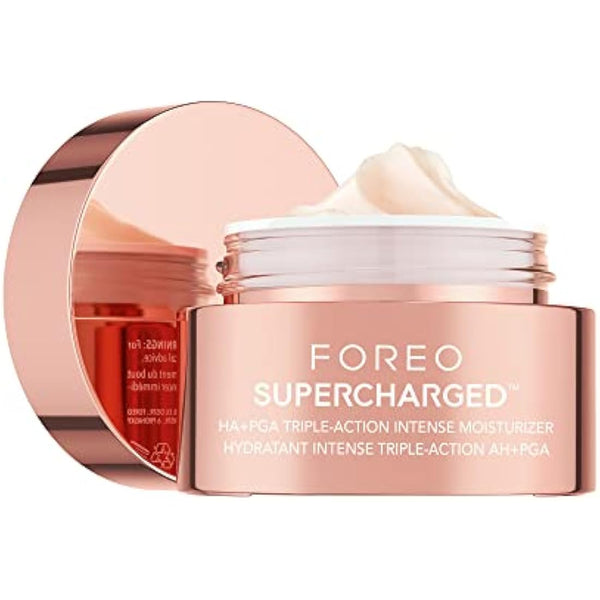 FOREO SUPERCHARGED HA+PGA Triple Action Intense Face Moisturiser - Wrinkle Day Cream for Face - Hyaluronic Acid & Squalane - Vegan - Cruelty & Gluten Free - Clean Skincare - 50ml