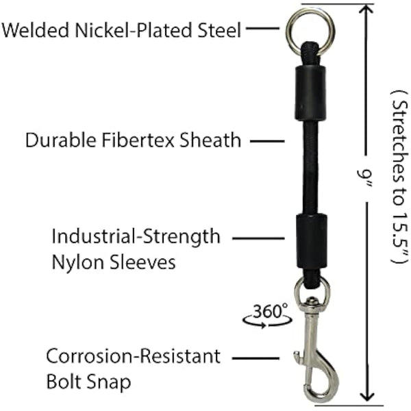 JERK-EASE Patented Shock Absorber Bungee Dog Leash Attachment, Medium (up to 60 pounds), Black