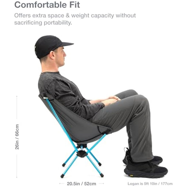 Helinox Chair Zero Ultralight Compact Large Camping Chair Grey, 0.63kg Outdoor Chairs, Folding Chairs for Outside, Hiking, Backpacking, Camping, Adventures