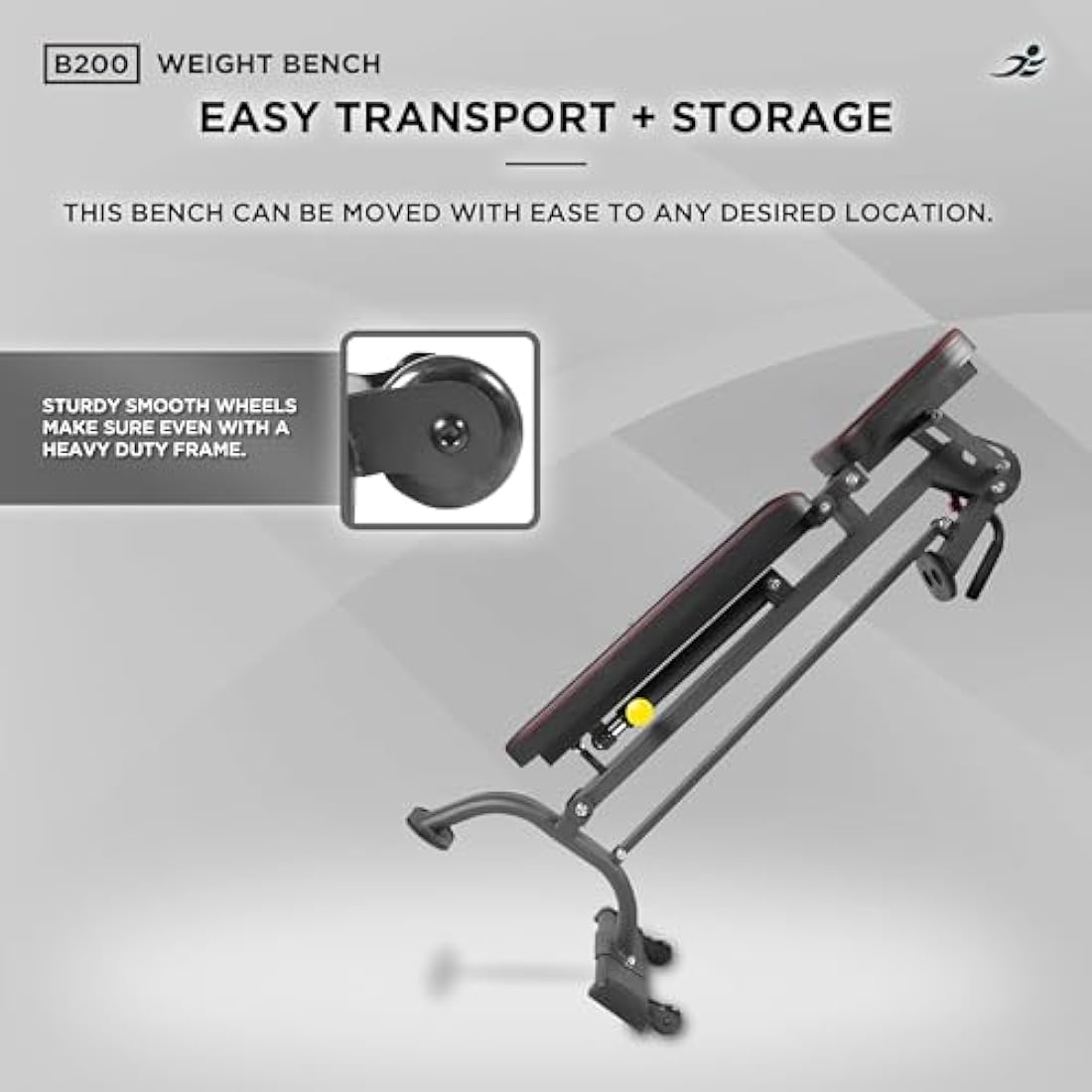 JLL® B200 Adjustable Weight Bench, Multiple levels of incline, Heavy-duty frame suitable for weight lifting exercises, Full body workouts, Home gym use