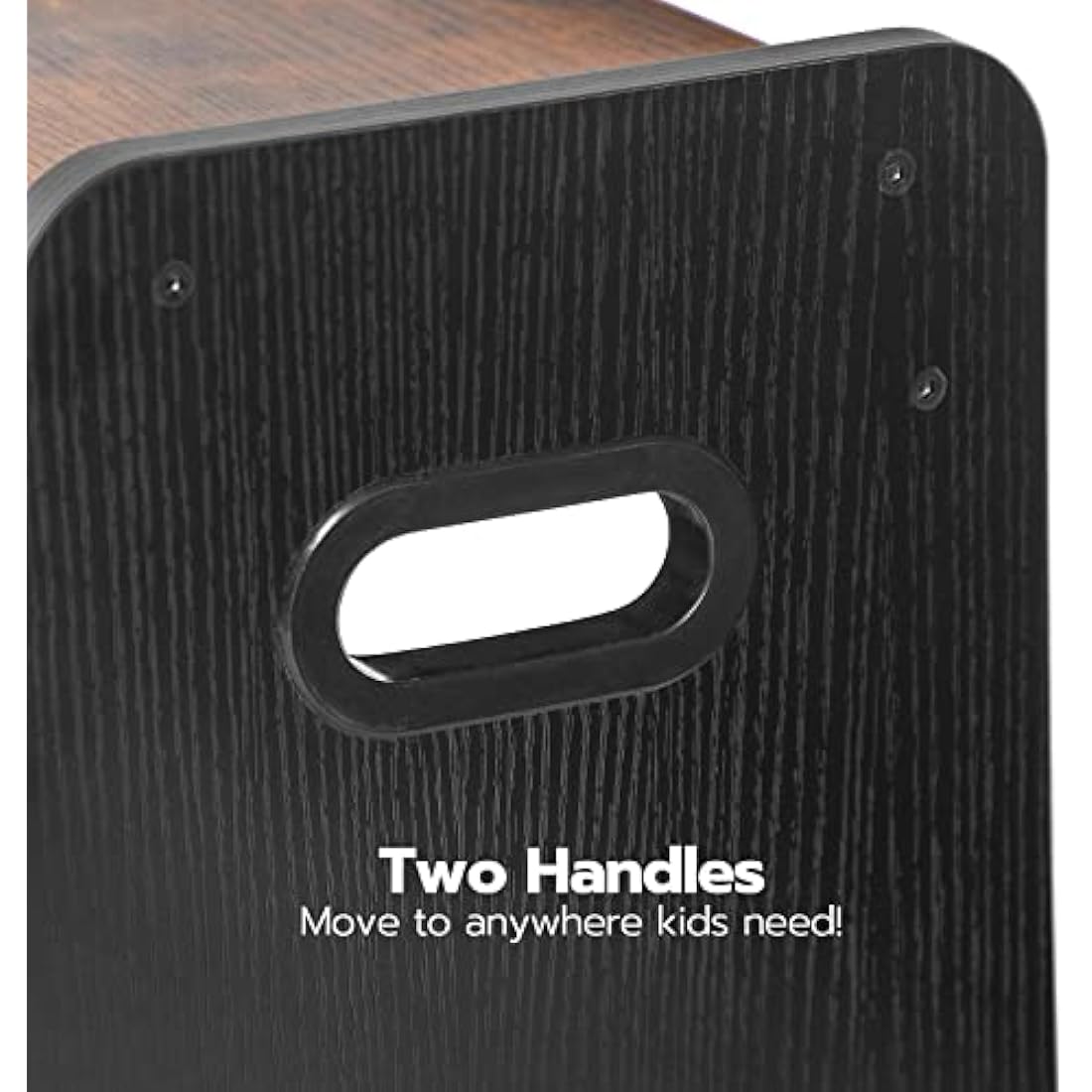 HOOBRO Step Stool for Kids, Two Step Toddler's Stool, Wooden Step Stool with Non-Slip Pads, Safe and Sturdy, Easy to Move, for Sink, Kitchen, Bathroom, Bedroom, Rustic Brown and Black EBF01JD01G1