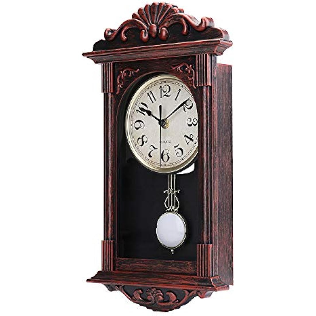 jomparis Pendulum Wall Clock Retro Quartz Decorative Wall Clock for Living Room, Office, Home Decor(16 Inch, Bronze)