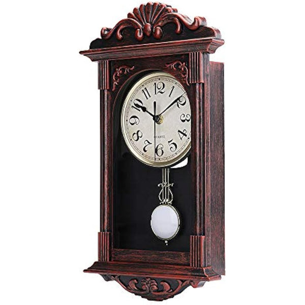 jomparis Pendulum Wall Clock Retro Quartz Decorative Wall Clock for Living Room, Office, Home Decor(16 Inch, Bronze)