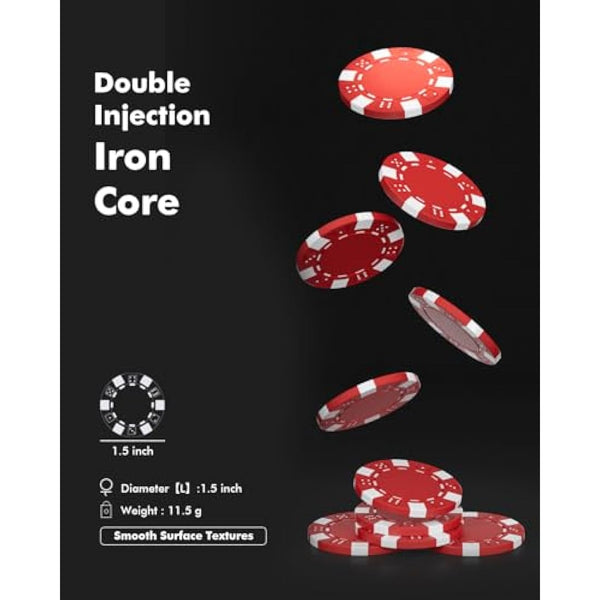 HEITOK Poker Chips, 500PCS Poker Chip Set with Aluminum Travel Case, Waterproof of 11.5 g Poker Set for Texas Holdem Blackjack Gambling