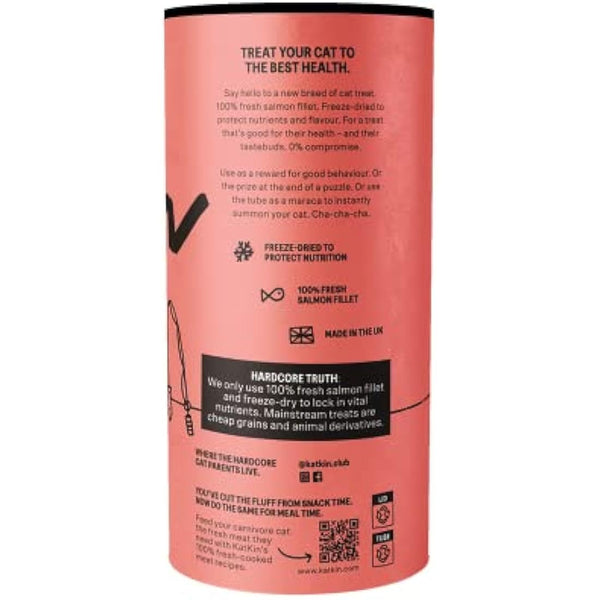 KatKin Salmon Nibbles (Pack of 4): 100% Salmon Fillet Freeze-Dried Cat Treats 50g – Delicious Fresh Salmon; Freeze-Dried to Protect Nutrition; Made in the UK for Cats and Kittens