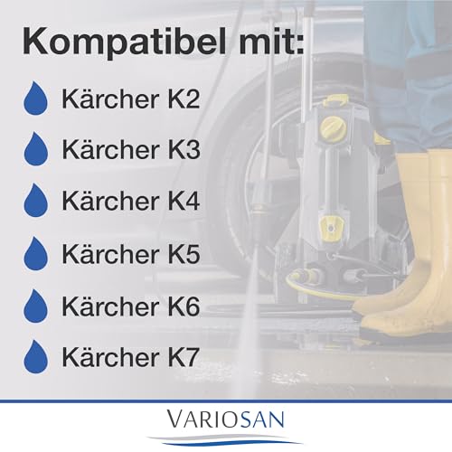 VARIOSAN High Pressure Hose 15m, Black 200 Bar for K?rcher K2-K7 & 2.641-721.0, Premium Quality Brass Connectors