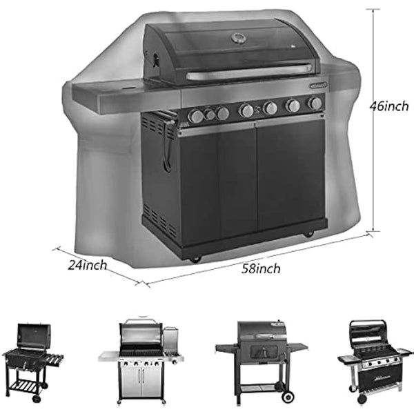 Chusstang Grill Barbecue Cover, Gas BBQ Cover waterproof Barbecue Cover Outdoor Gas BBQ Grill Cover Windproof, Dust Protection, Rip-proof & UV Protection with Storage Bag(147x60x112CM)