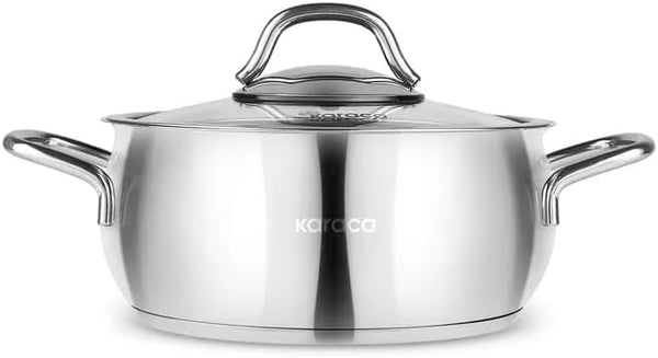 Karaca Emirgan Stainless Steel Stockpot with Lid, 18cm, Silver