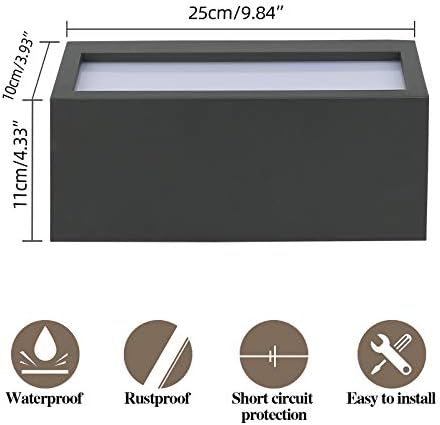 HLFVLITE Outdoor Wall Light, Max 40W E27 Aluminum Light Exterior Sconce, Waterproof Garden Lantern, Anthracite Grey