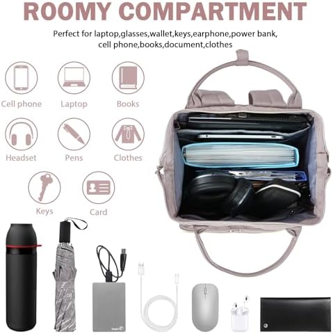 VANKEAN Laptop Backpack for Women Men 17.3 Inch Stylish Computer Work Backpack, Waterproof College Daypack Backpacks with USB Port & RFID Blocking, Business Travel Backpack