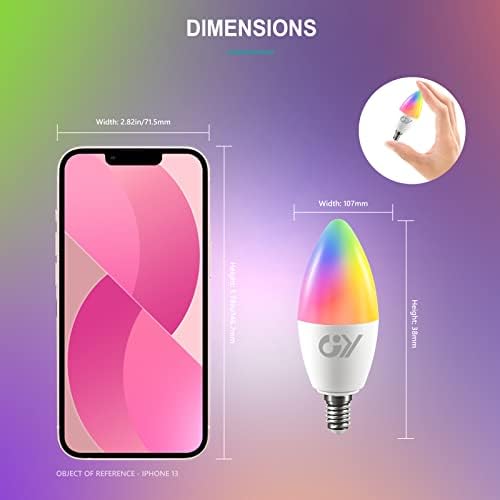 GY Smart Bulb C37 E14 Alexa Light Bulbs,6W 600lm 2700K-6500K RGB Dimmable Colour Changing Compatible with Alexa/Google Home 2.4 GHz WLAN,6 Packs
