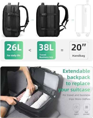 MARK RYDEN 23L/40L Professional Travel Backpack Expandable Weekend Bag Lightweight Flight Approved with USB Charging Port for Laptop 17.3