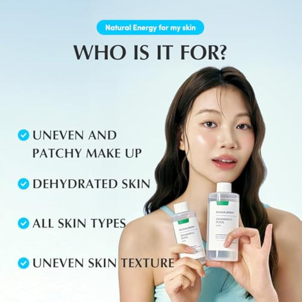 EQQUALBERRY Swimming Pool Face Toner 300ml Moisturising and Soothing Facial Toner for Face, Pore Control and Gentle Exfoliation, Suitable for Dry to Oily Skin