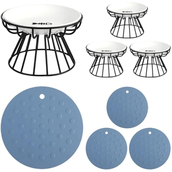 Dorakitten 4Pcs Cat Bowl, Ceramic Raised Cat Food Bowl, Elevated Pet Bowl,Anti Vomiting Cat Feeding Bowl, Non Slip Cat Dish, Protect Pet's Spine Make Cats Feel Comfortable, Dishwasher Safe