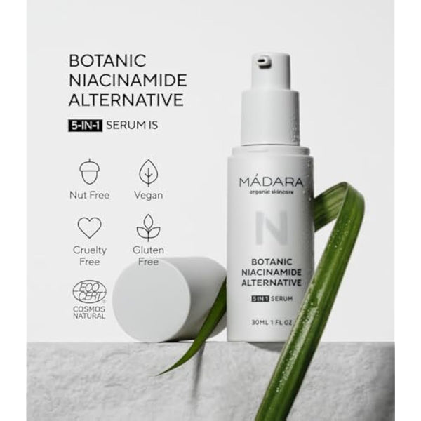 MÁDARA Organic Skincare | Botanic Niacinamide Alternative 5-in-1 Serum, 30ml – A natural niacinamide alternative, Delivers skin-refining, brightening and balancing effects
