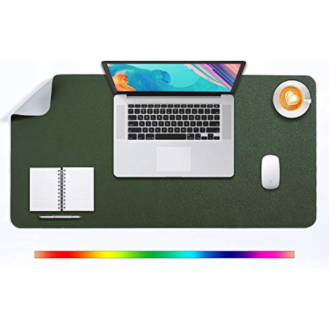 Desk Pad Large, Desk Mat, Extended Mouse Mat, Mouse Pad XL, Desk Blotter, DOBAOJIA Laptop Pad Writing Pad for Office/Home, Dual-Side Use PU Leather Waterproof 31.5" X 15.7" (Dark Green/Gray)