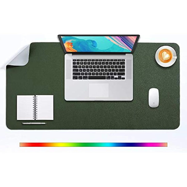 Desk Pad Large, Desk Mat, Extended Mouse Mat, Mouse Pad XL, Desk Blotter, DOBAOJIA Laptop Pad Writing Pad for Office/Home, Dual-Side Use PU Leather Waterproof 31.5" X 15.7" (Dark Green/Gray)