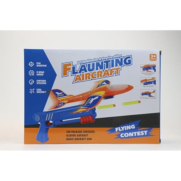 3 Pack Airplane Launcher Toys, LED Throwing Glider Plane, Catapult Aeroplane Toy with Gun, Foam Flying Toy Outdoor Garden Sports Shooting Game,Fun Birthday Gift 4-12 Years Old Kids Boys Girls