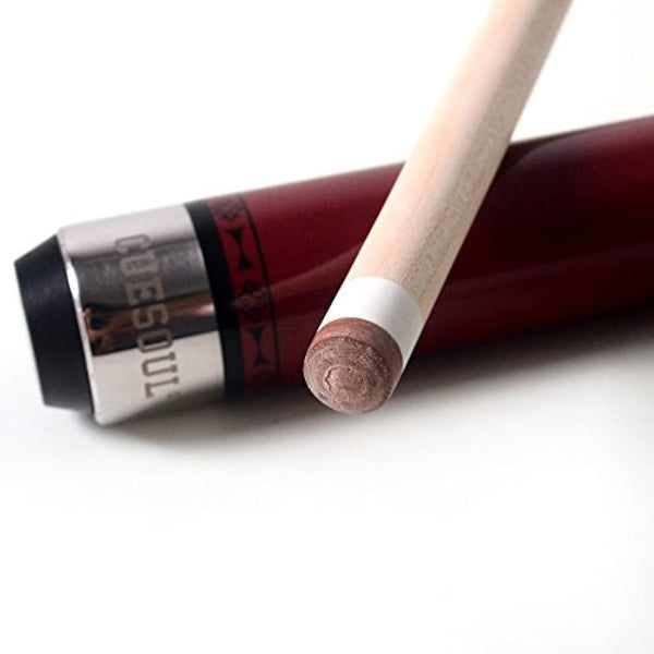 CUESOUL 58 Inches 19oz Joint Pool Cue Stick Billiards Premium Canadian Maple Pool Cue, Multi-layered Tip, 11.5/12.75mm Billiards Pool Cue Set Accessories