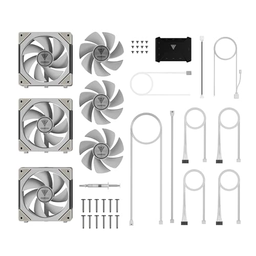 GAMDIAS 120mm ARGB PC Case Fans, Computer Case Fan, Cabless Daisy Chain Connection, Dual Infinity Mirror Lighting, Swappable Fan Blade for Reverse Airflow, Performance 30mm Thick, With Control Box