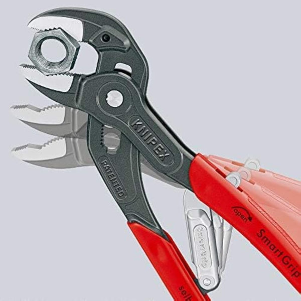 Knipex SmartGrip® Water Pump Pliers with automatic adjustment grey atramentized, with non-slip plastic coating 250 mm 85 01 250