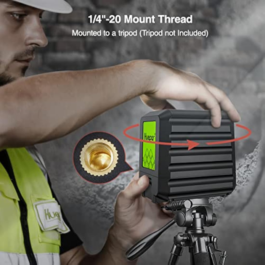 Huepar Self-Leveling Laser Level with Red Beam Cross Line Laser - Vertical and Horizontal Line, 100ft Alignment Tool for Picture Hanging and DIY Application, Battery Included