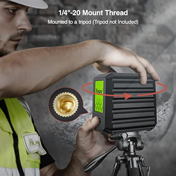 Huepar Self-Leveling Laser Level with Red Beam Cross Line Laser - Vertical and Horizontal Line, 100ft Alignment Tool for Picture Hanging and DIY Application, Battery Included
