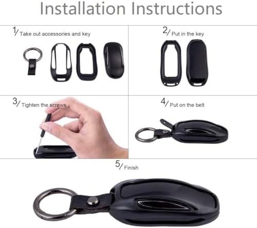 Premium Tesla Key Fob Cover for Model S & Model 3/Model X - Aircraft Aluminum Flip Key Protection Case with Leather Keychain - Keyfob Holder Compatible with Tesla