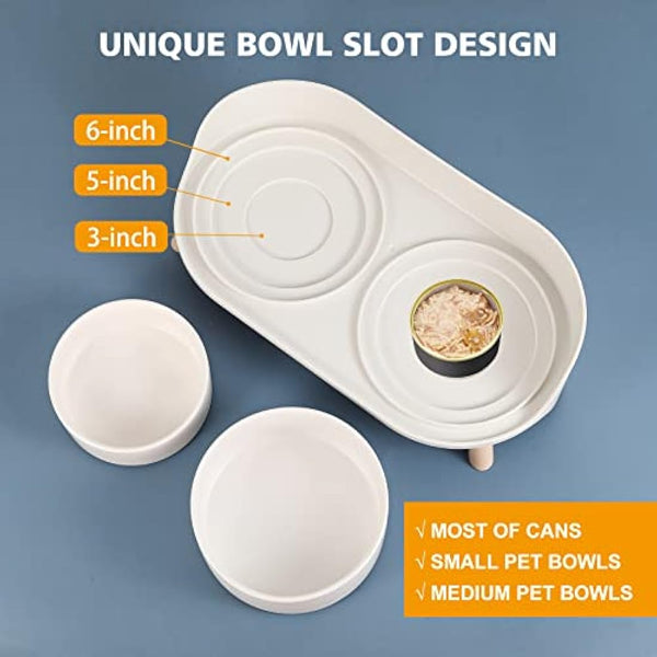 Elevated Dog Food Water Bowl - Raised Dog Bowls with Stand Non Skid - Double Dog Feeding Bowl Set with Splash Proof Guard - Ceramic Pet Dish for Small to Medium Dogs and Large Cats - 28.74 oz - 850 ml