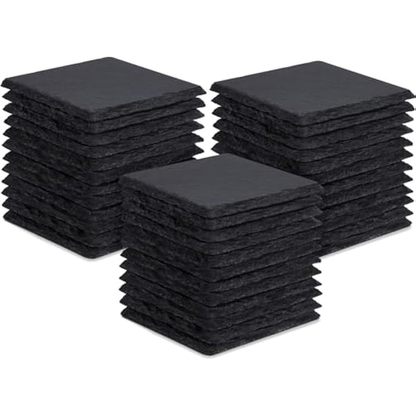 36 Pieces Slate Drink Coasters, GOH DODD 4 Inch Black Coasters Stone Coaster Set, Laser Engraving Blanks with Anti-Scratch Bottom for Home Office Kitchen Housewarming Gifts Wedding Party, Square