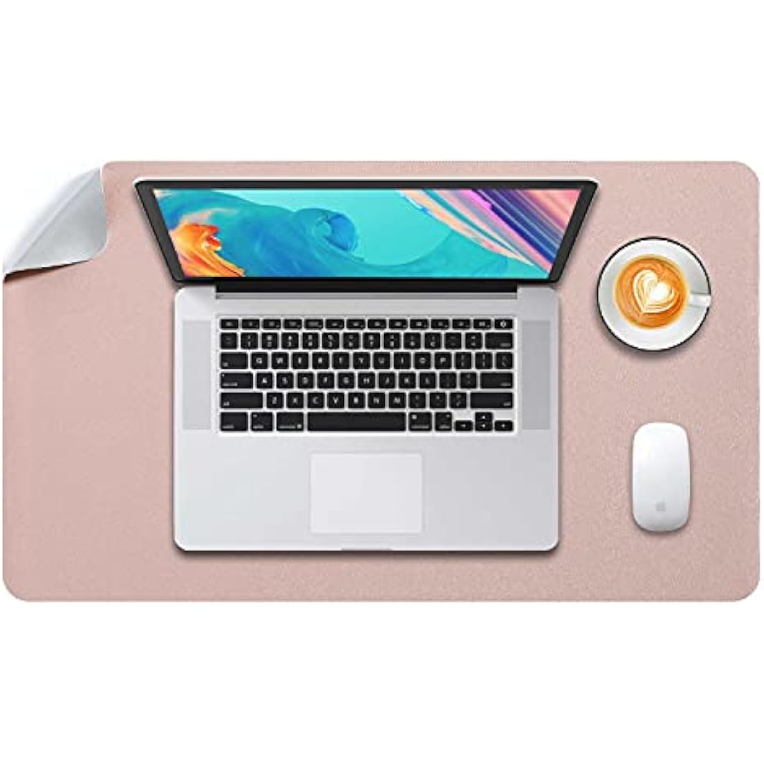 DOBAOJIA Desk Pad Large, Desk Mat, Extended Mouse Mat, Mouse Pad L, Desk Blotter, Laptop Pad Writing Pad for Office/Home, Dual-Side Use PU Leather Waterproof 23.6" X 13.8"(Pink/Silver)