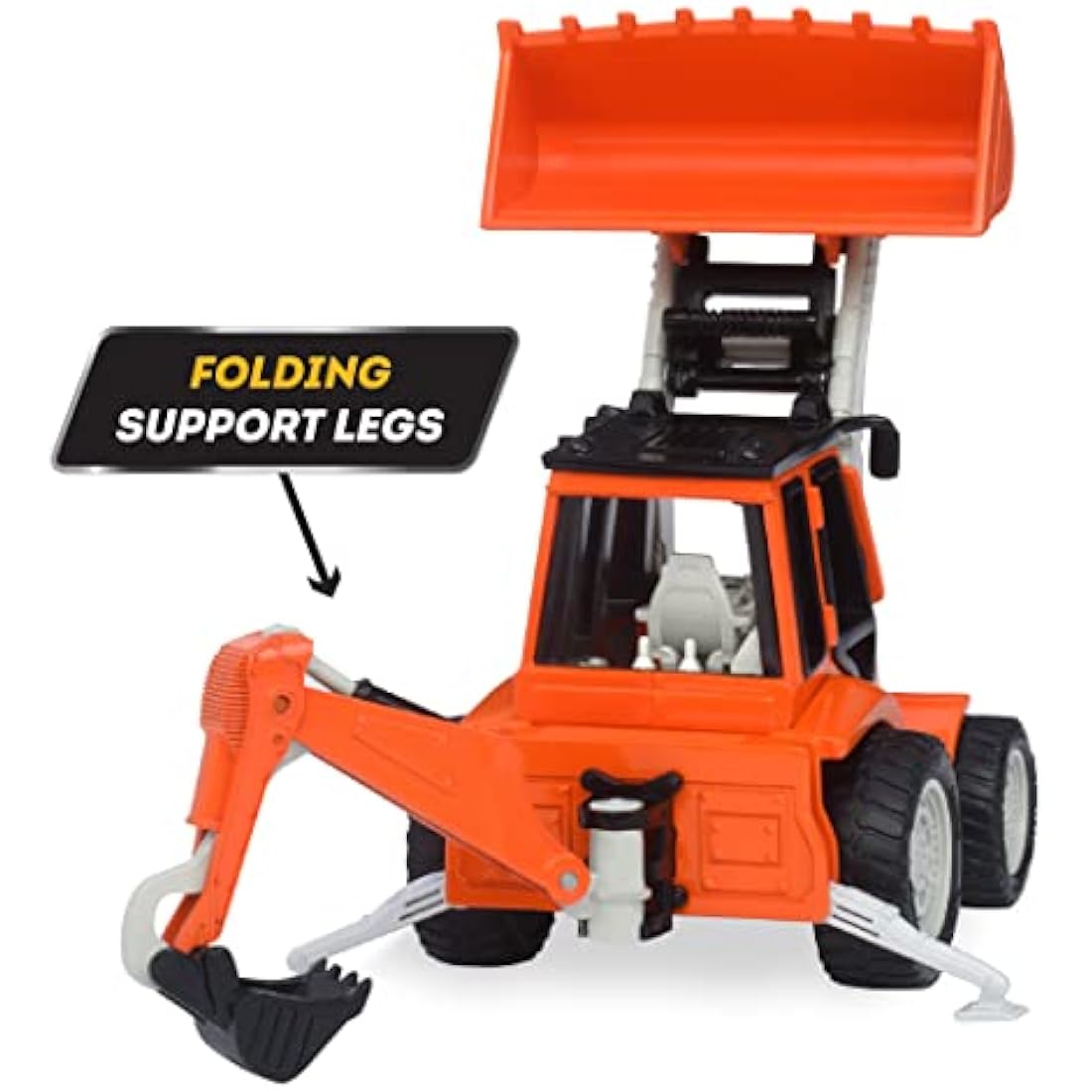 Driven by Battat – 7-Inch Backhoe Loader Toy with Lights & Sounds, Movable Parts, Construction Vehicle for Boys & Girls, Durable Design, Realistic Details, 3+ Years Toy for Kids