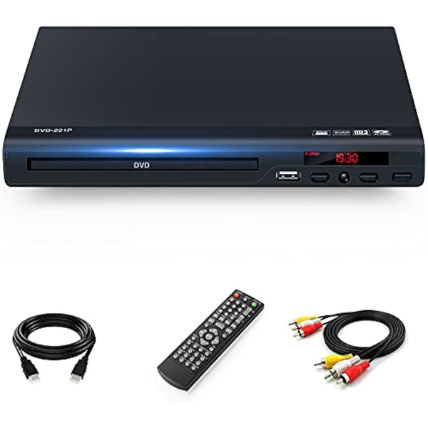 Full HD 1080p Upscaling DVD Player for TV with HDMI Output, for Home,Plays All Formats & Regions,USB Port,Multi-Formats DVDs/CDs Supported,Remote Control and AV/HDMI Cable Included…