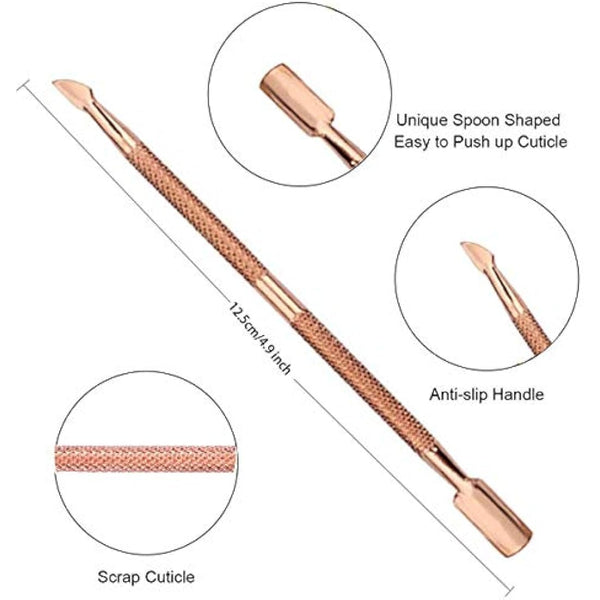 Cuticle Nippers and Cuticle Pusher, Cuticle Cutter Remover with Cuticle Scissors for Dead Skin - Durable Manicure Tools and Cuticle Clippers- Stainless Steel (pink)