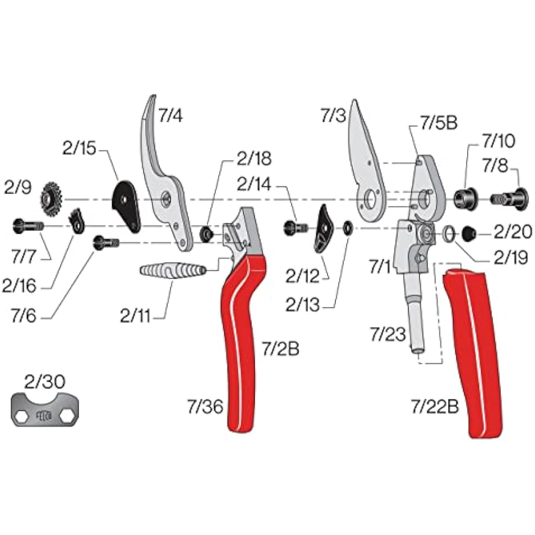 Felco Pruning Secateurs Model 7 Professional Large Right Hand Ergonomic Rotating Handle Hardened Steel Blade Floristry Garden Horticulture Vineyard Bonsai Topiary Olive Grove Swiss Precision